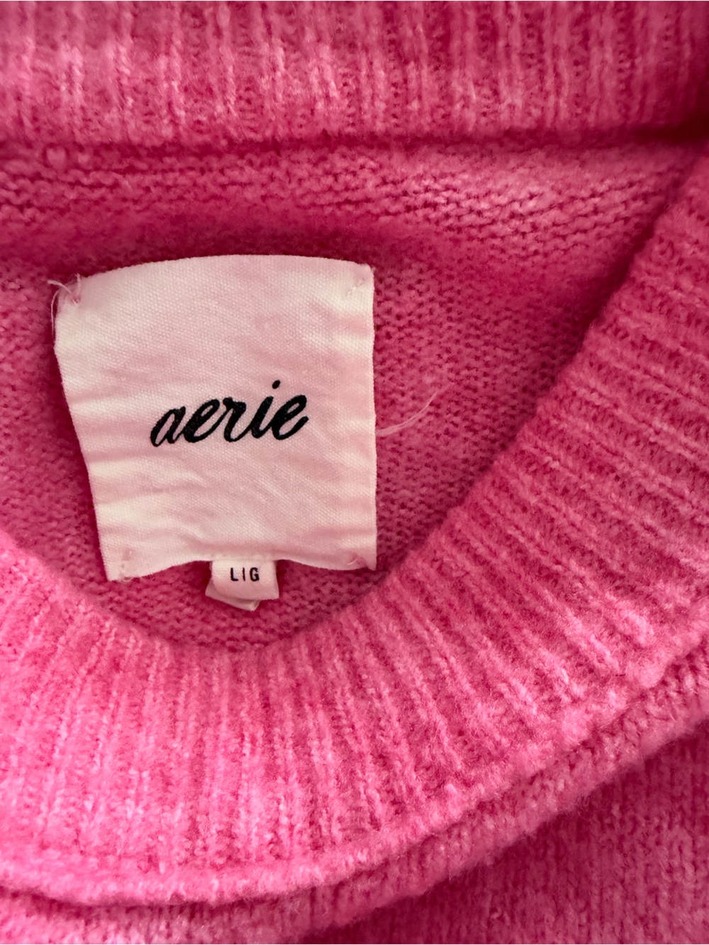 aerie Bright Pink Ribbed Crew Sweater